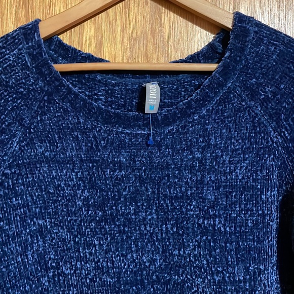 •STUDIO II•NWOT BLUE CHENILLE SCOOPNECK KNIT RIBBED SWEATER SIZE MEDIUM - Picture 6 of 9